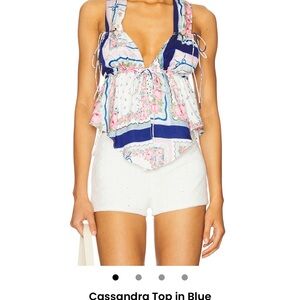 For Love And Lemons Pink and Blue Floral Tank Top